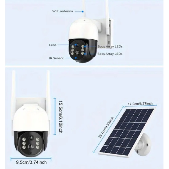 Ηλιακή κάμερα ασφαλείας IP - Solar Security Camera – WiFi - ISCEE - 310821