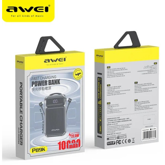 Powerbank - P89K - 10.000mah - AWEI - 006866 - Black